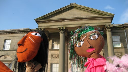 Scarecrows in front of Tatton Park Mansion Cheshire